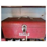 Red duplex  toolbox with contents, 7X 17x7 in