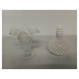 Fenton hobnail glass perfume, vase