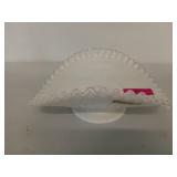 Fenton Silver Crest Ruffled Milk Glass Fruit Bowl