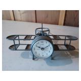 Timex metal biplane clock 9" wide