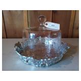 Arthur Court cake plate & glass lid 10x14