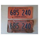 Set of 1969 Illinois license plates