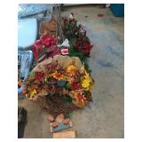 Asst seasonal wreaths and decor