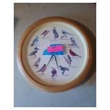 Audubon society wall clock, works 13"