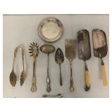 Asst silver plate serving utensils