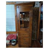 Wood display cabinet w/ 3 drawers 77x27x19