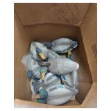 10 assorted plastic duck decoys, mostly