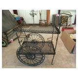 Wrought iron tea cart 29x34; needs repaired