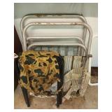 2 aluminum folding chair frames, camp stool