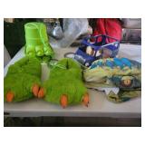 Dinosaur slippers hat toy car and kids handcuffs