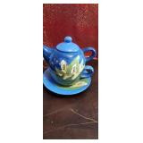 4 pc teapot set split teapot and lid and plate a