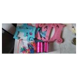 Sparkly glittery wall letters hot pink twirling