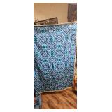 handmade quilt twin size geometric blue pattern