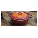 Vintage Le Crueset enameled cast iron oval baker