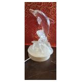 Glass Dolphin statue figure frosted and clear