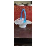 STUNNING antique hand pulled fluted glass basket