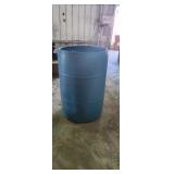 big blue heavybduty barrel full of horse shoes