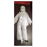 Porcelain clown mime doll with porcelain hands