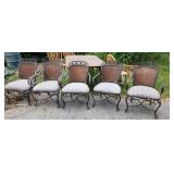 Stunning vintage cast iron arm chairs with wood