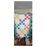 handmade primary color quilt hand sewn