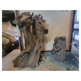 Horse wood style statues