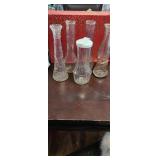 clear glass vases some vintage and one hood