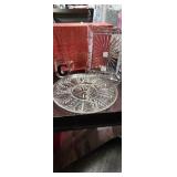 clear glass lot divided serving platter cup and