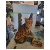 Tiger glass side table with dog decoration
