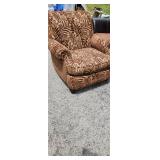 Brown leaf pattern overstuffed armchair super
