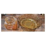 Bartlett Collins Manhatten Amber Glass bowl abd