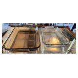 Anchor Hocking one vintage amber one clear