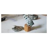 Vintage wooden carved owl set as pictured