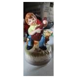 Vintage hand painted music box boy with guitar