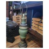 Green and gold farmhouse lamp