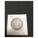 1901 Barber silver half dollar