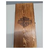 Harley-Davidson glass decanter in wooden