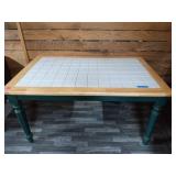 Wood and tile kitchen table,