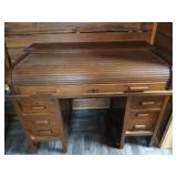 Oak C-roll desk, 40x30x54 in