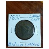 1831 large cent medium letters