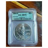 1993-D James Madison silver commemorative dollar