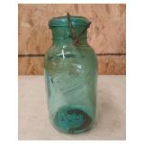 Ball Blue Glass mason jar A9 w/ glass lid