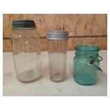 Ball Blue Glass jar, glass jars w/ 2 zinc & milk