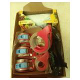 Packing tape, trash bags