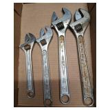 4 adjustable wrenches 8" - 12" asst brands