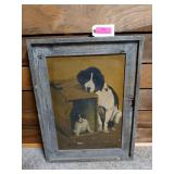 Barnwood framed artwork "the last of the litter"