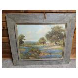 Barnwood framed artwork "Blue Bonnet Time" by