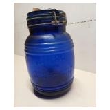 Cobalt blue glass cracker barrel style 1 qt jar