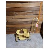Yellow metal kids stroller, 16x18x29-in