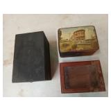 3 asst jewelry / trinket boxes, 1 musical