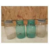 2 Ball Blue Glass jars, Kerr quart mason jar w/
